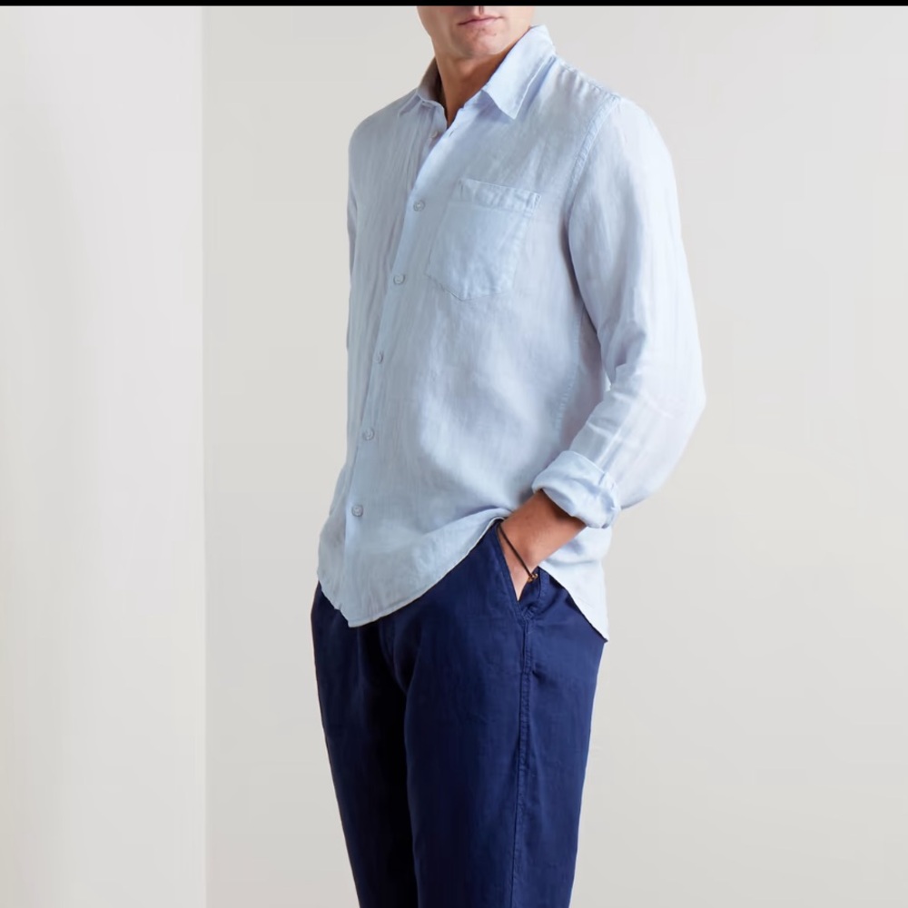 Vilebrequin Light Blue Linen Button-Down Shirt
